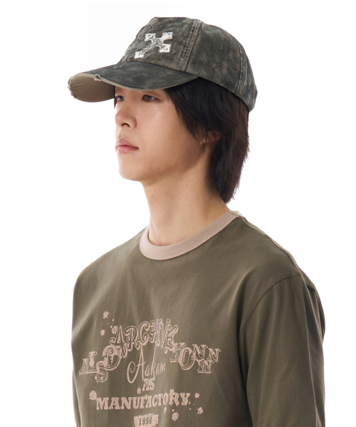 CROS2 Washed Damage Ball Cap (Green Gray)