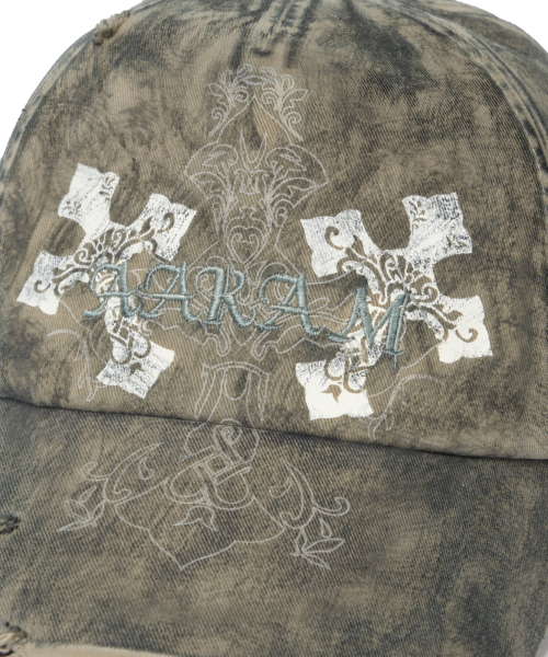 CROS2 Washed Damage Ball Cap (Green Gray)