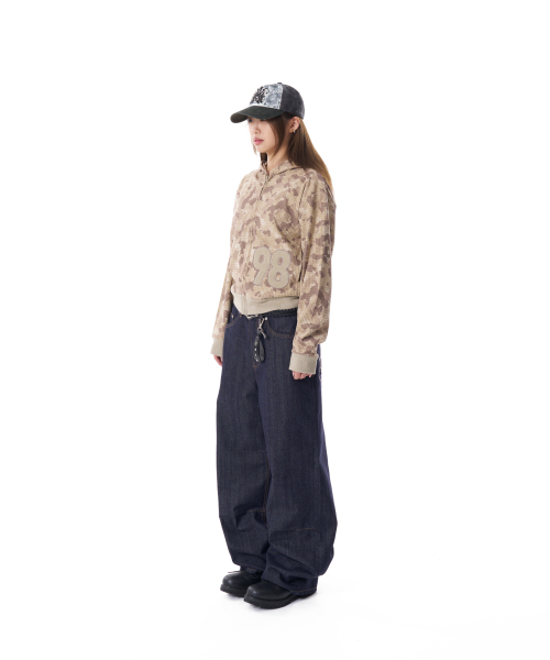 Snake Printed Denim Pants (Dark Blue)