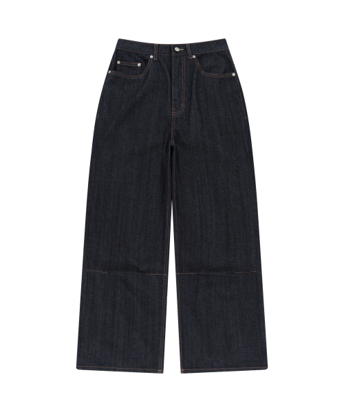 Snake Printed Denim Pants (Dark Blue)