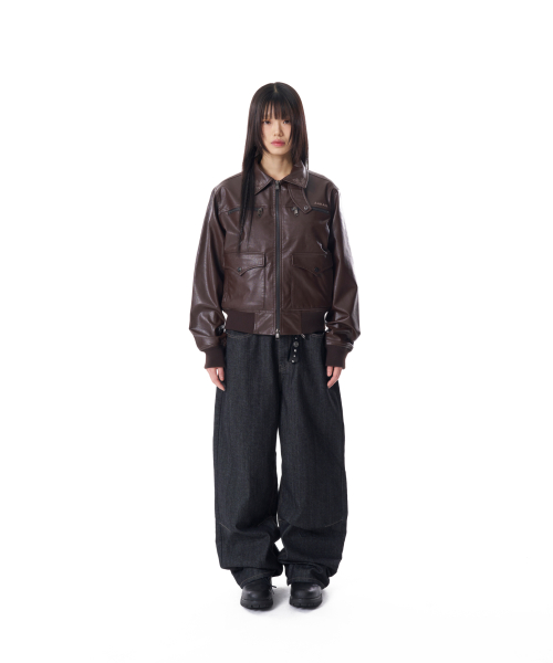 Snake Printed Denim Pants (Black)