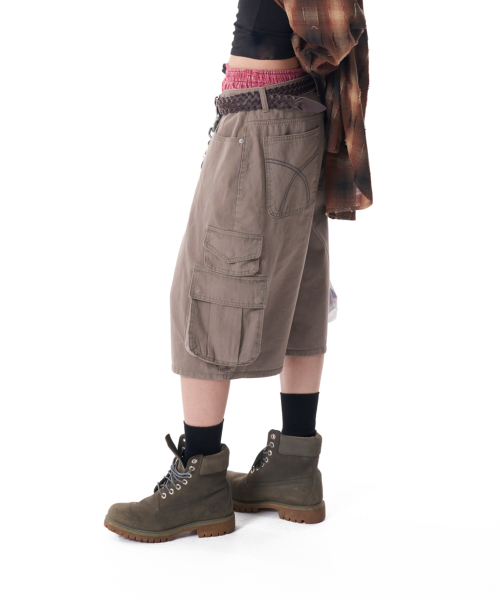Cotton Bermuda Cargo Pants (Beige)