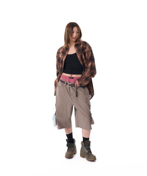Cotton Bermuda Cargo Pants (Beige)