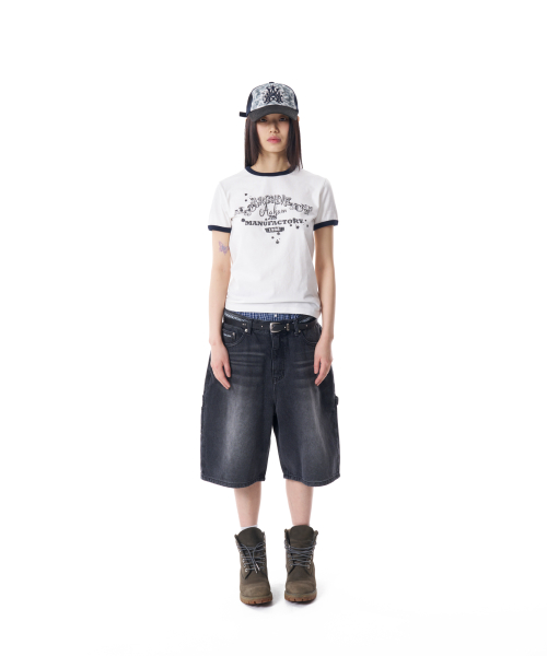 Needlework Carpenter Bermuda Denim Pants (Black)
