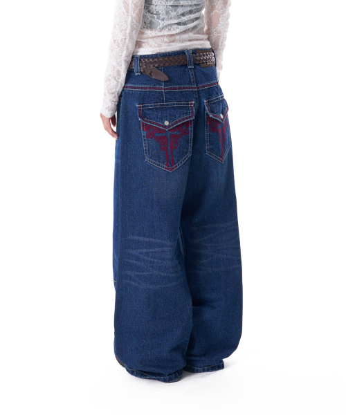 CROS2 Washed Denim Pants (Blue)