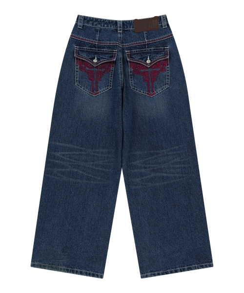 CROS2 Washed Denim Pants (Blue)
