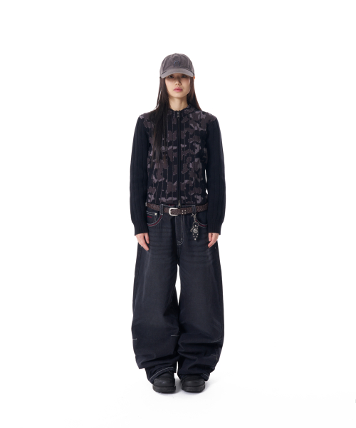 CROS2 Washed Denim Pants (Black)