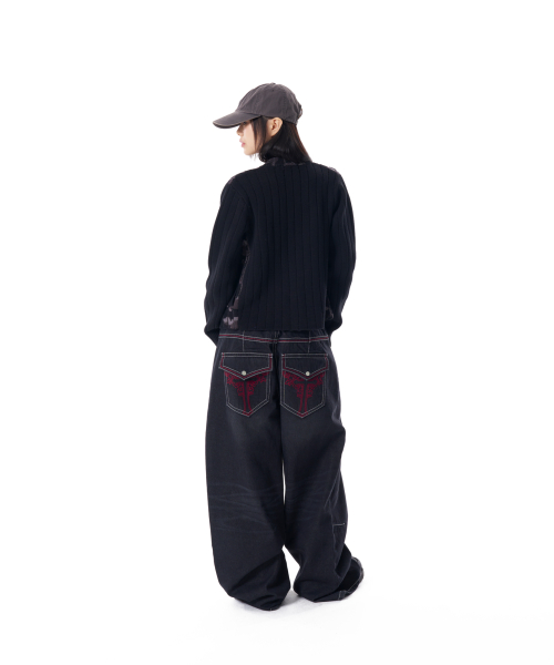CROS2 Washed Denim Pants (Black)