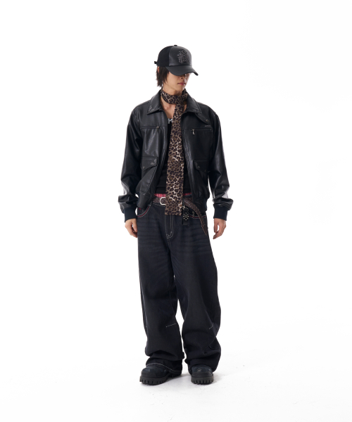 CROS2 Washed Denim Pants (Black)