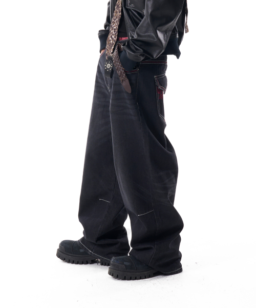 CROS2 Washed Denim Pants (Black)