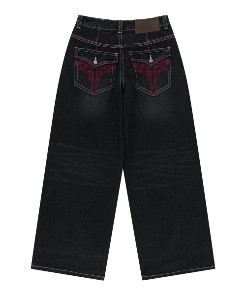 CROS2 Washed Denim Pants (Black)