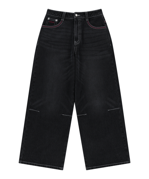 CROS2 Washed Denim Pants (Black)