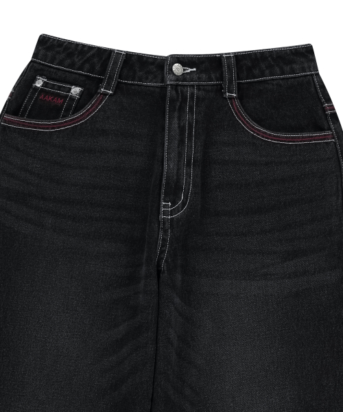 CROS2 Washed Denim Pants (Black)
