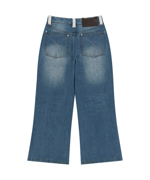 Contrast Washed Denim Pants (Blue)