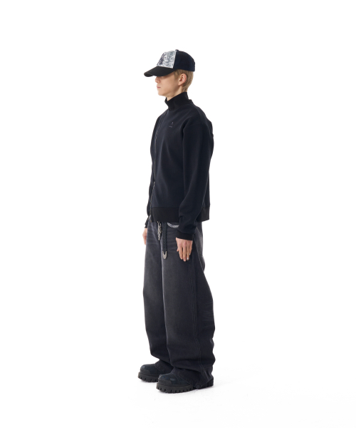 Contrast Washed Denim Pants (Black)