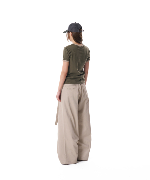 Western Belted Cotton Pants (Beige)