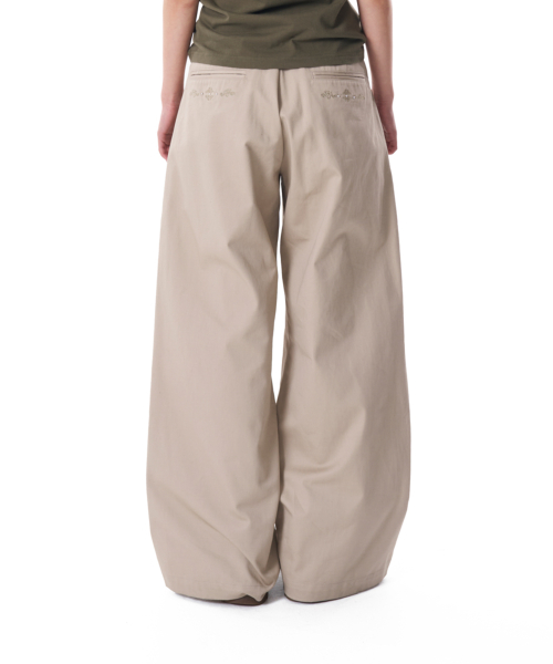 Western Belted Cotton Pants (Beige)