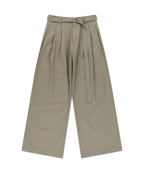 Western Belted Cotton Pants (Beige)
