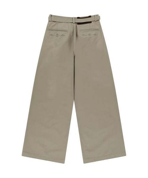 Western Belted Cotton Pants (Beige)