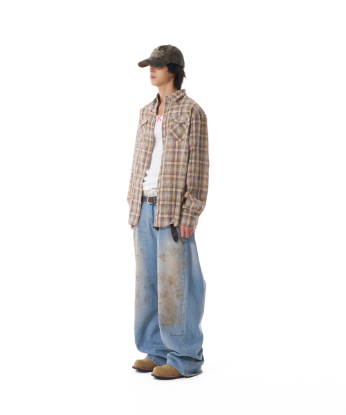 Western Vintage Check Shirts (Yellow)