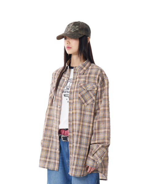 Western Vintage Check Shirts (Yellow)