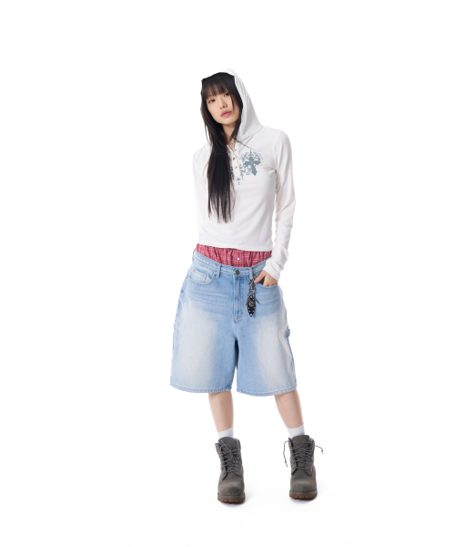 Studded CROS2 Hooded Long Sleeve (White)