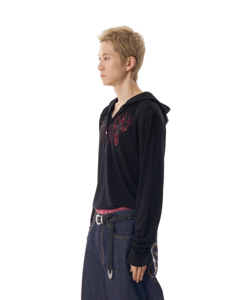 Studded CROS2 Hooded Long Sleeve (Black)