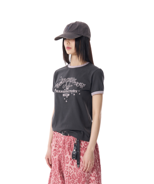 VTG Ink Ringer Top (Dark Gray)