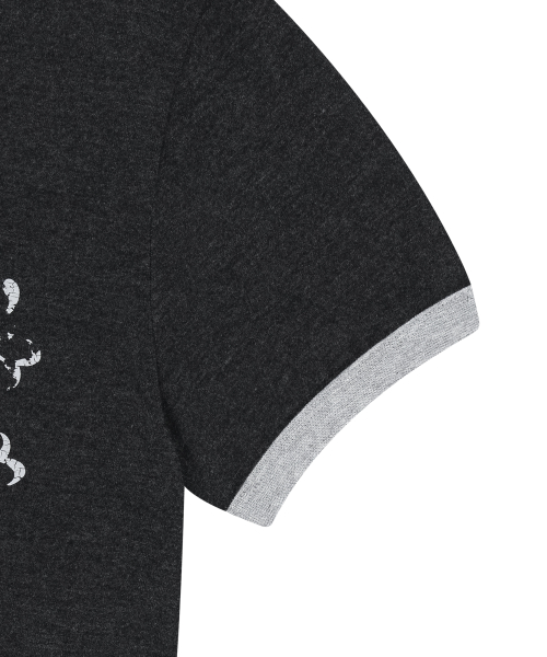 Stamp Printed Ringer Top (Dark Gray)