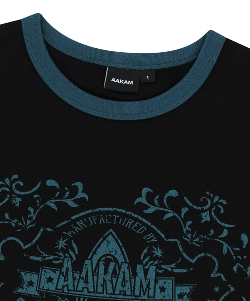 Stamp Printed Ringer Top (Black)