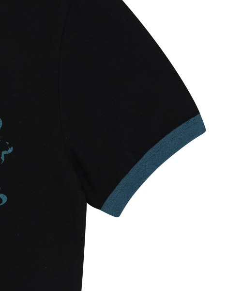 Stamp Printed Ringer Top (Black)