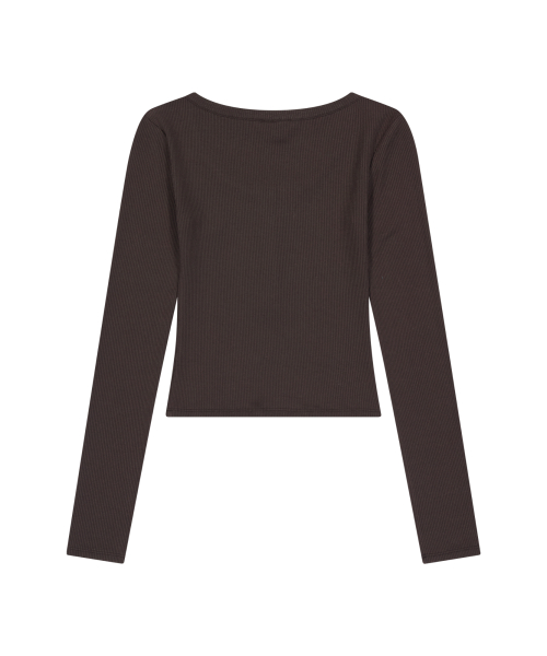 Studded Button Long Sleeve (Brown)
