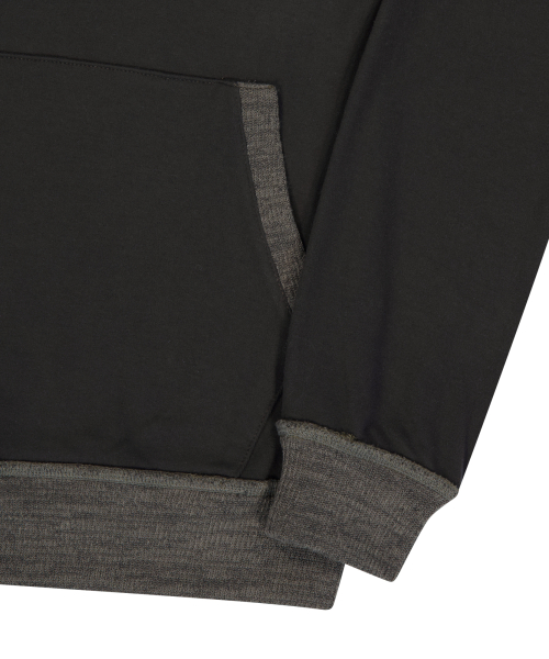 Contrast Logo Button Hoodie (Brown)