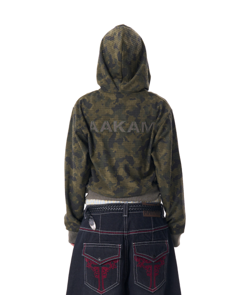 98 Patch Camouflage Zip-Up Hoodie (Khaki)
