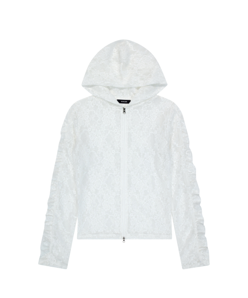 Lace Zip-Up Hoodie (White)