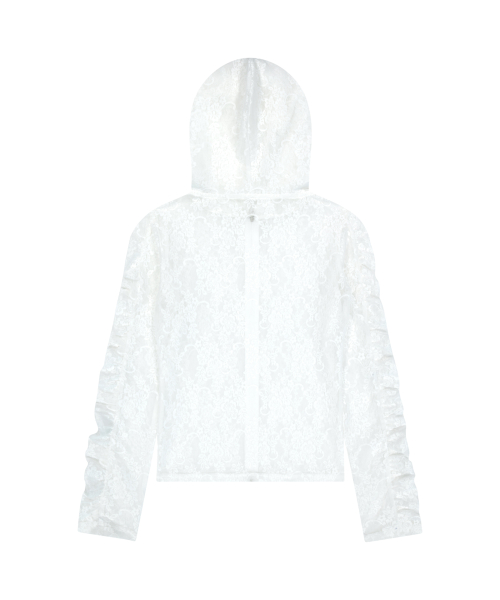 Lace Zip-Up Hoodie (White)