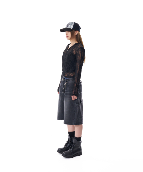 Laced Zip-Up Hoodie (Black)