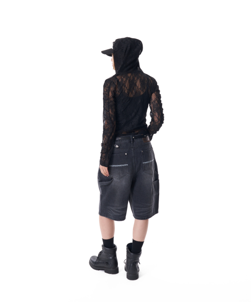 Laced Zip-Up Hoodie (Black)