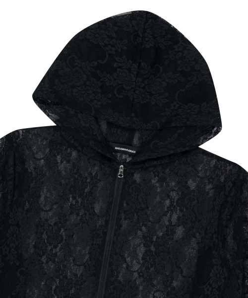 Laced Zip-Up Hoodie (Black)