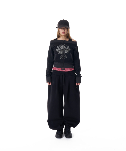 CROS2 Off-shoulder Zip-Up (Black)