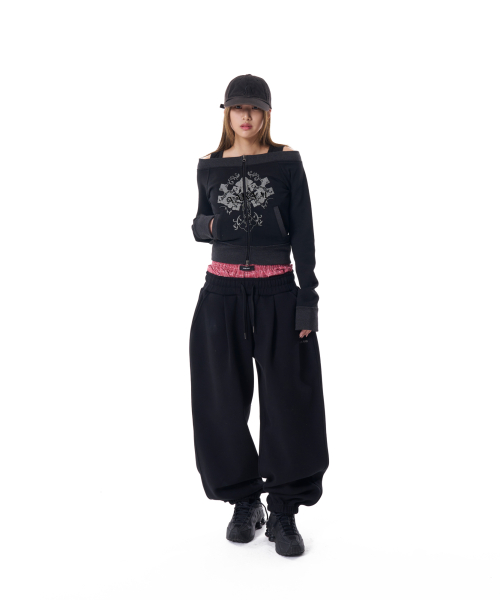 CROS2 Off-shoulder Zip-Up (Black)