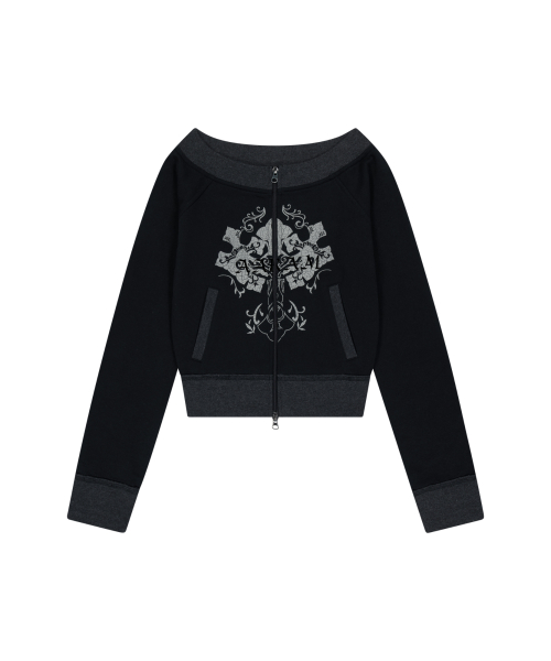 CROS2 Off-shoulder Zip-Up (Black)