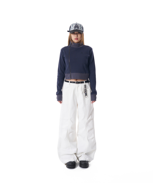 Side Neck Zip-Up (Navy)