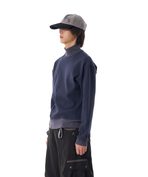 Side Neck Zip-Up (Navy)