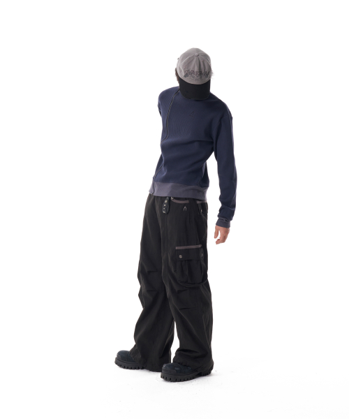 Side Neck Zip-Up (Navy)