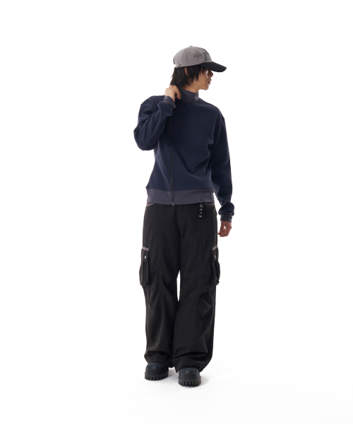 Side Neck Zip-Up (Navy)