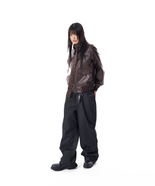Western Collar Leather Jacket (Brown)