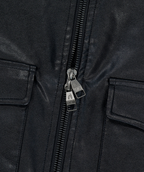 Western Collar Leather Jacket (Black)