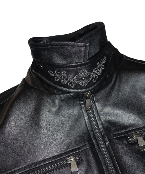 Western Collar Leather Jacket (Black)