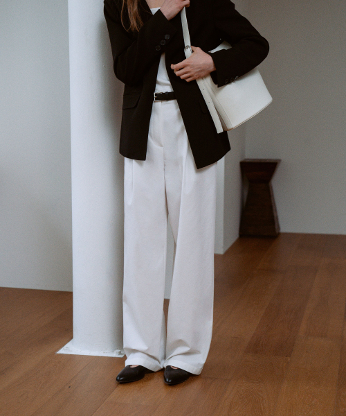 Cotton One-Tuck Pants[LMBESPPT5502]-White